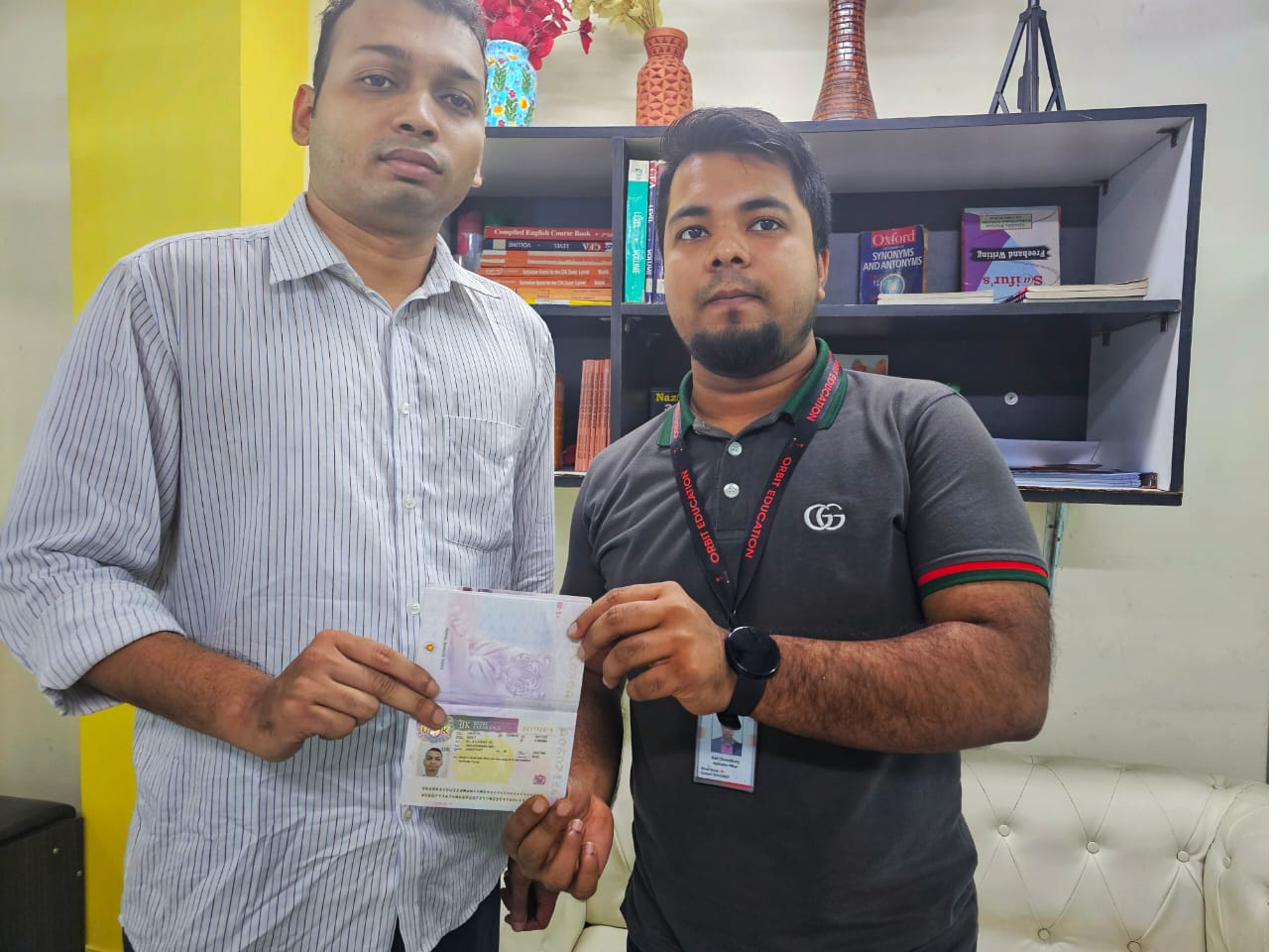 Orbit student at the Orbit Education office after a student visa approval