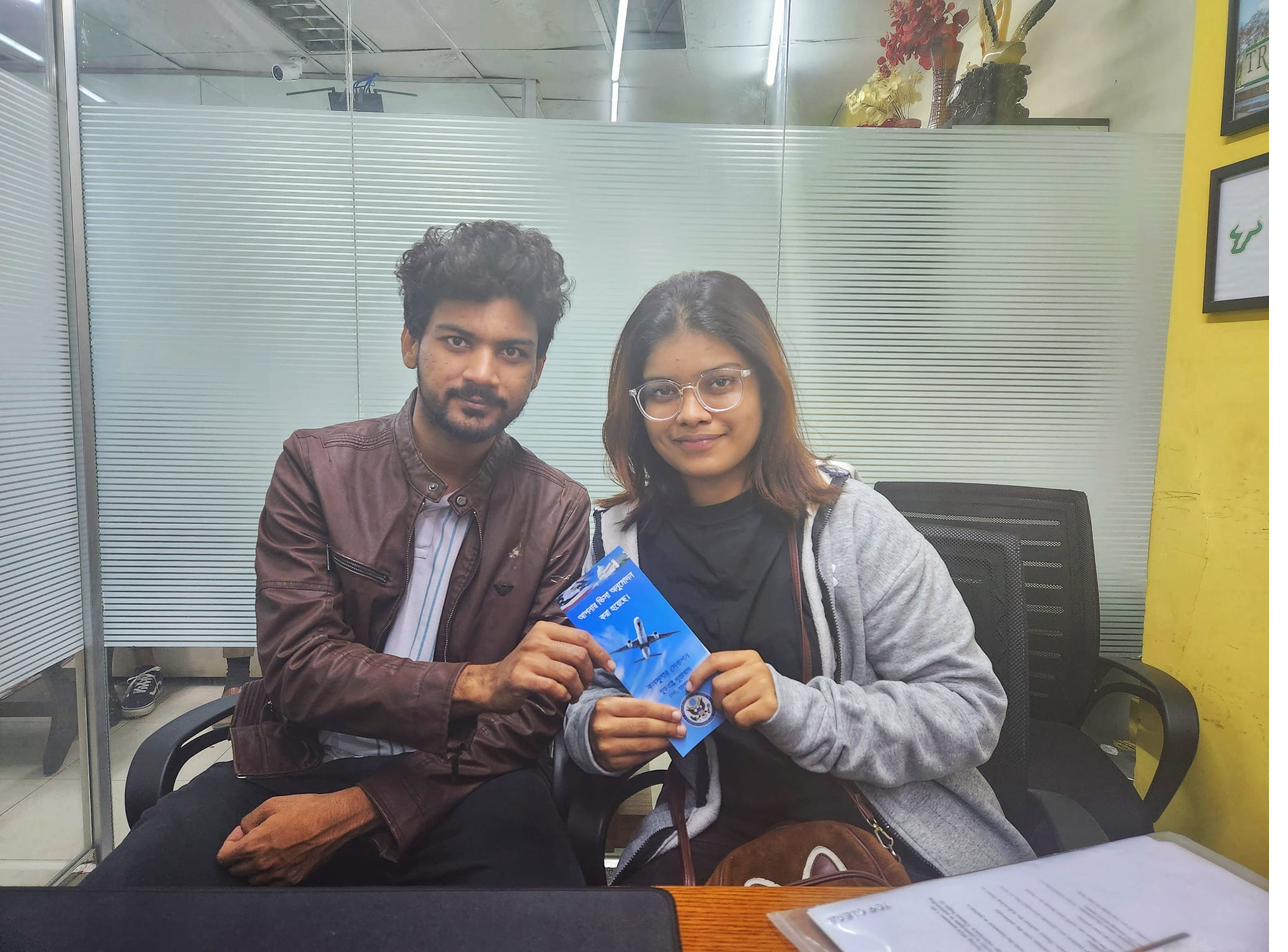 Orbit student at the Orbit Education office after a student visa approval